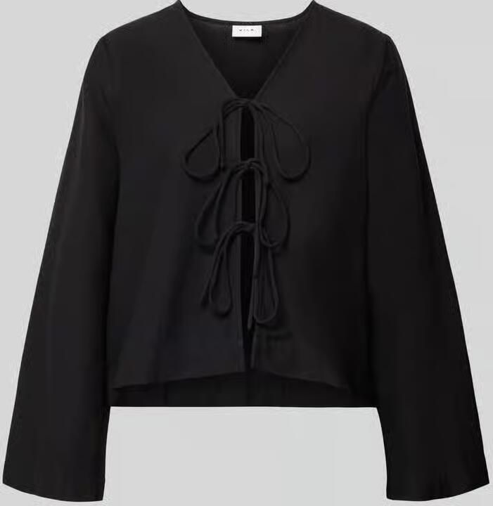 Vila Blouseshirt van viscosemix met vetersluiting - Foto 4