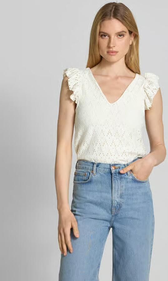 Vila Blousetop met broderie anglaise model 'AMALINA' - Foto 6