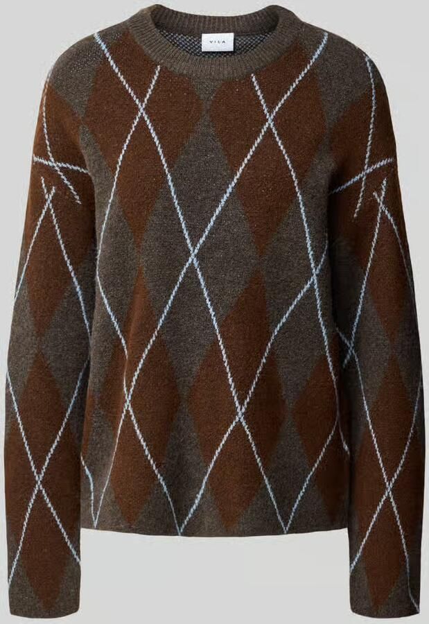 Vila Gebreide pullover in all-over look model 'argyle' - Foto 3