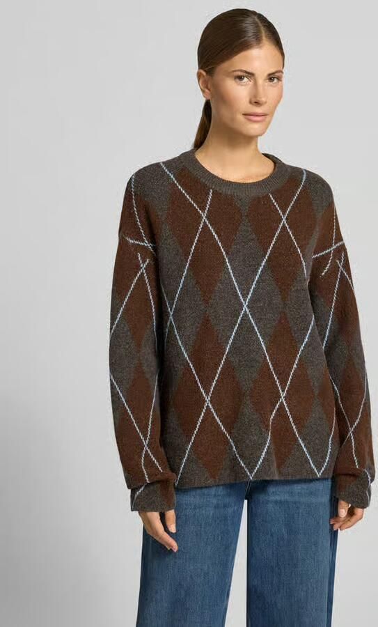 Vila Gebreide pullover in all-over look model 'argyle' - Foto 5