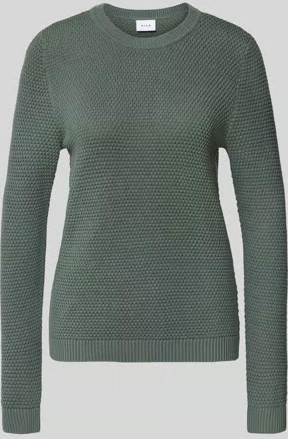 Vila Gebreide pullover met structuurpatroon en ronde hals - Foto 4