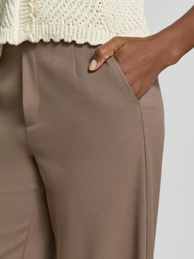 VILA wide leg high waist casual broek taupe - Foto 7