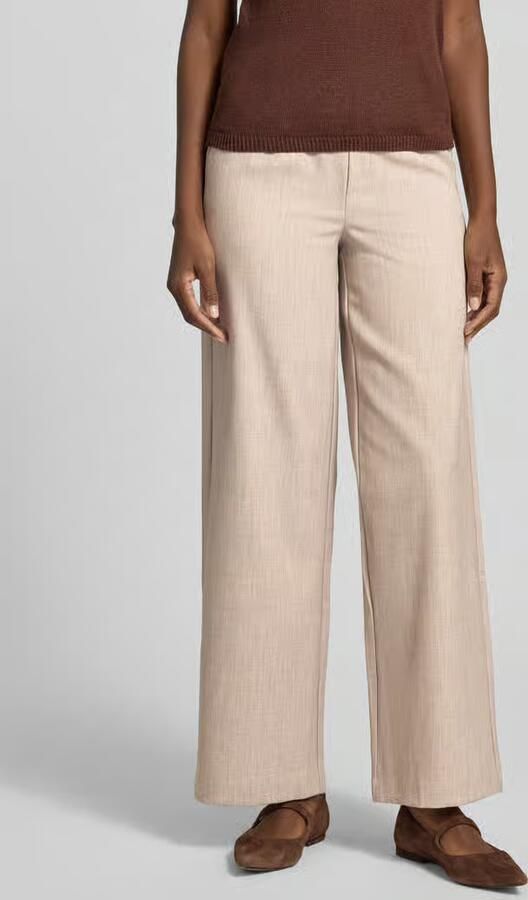 VILA wide leg high waist casual broek zand - Foto 4