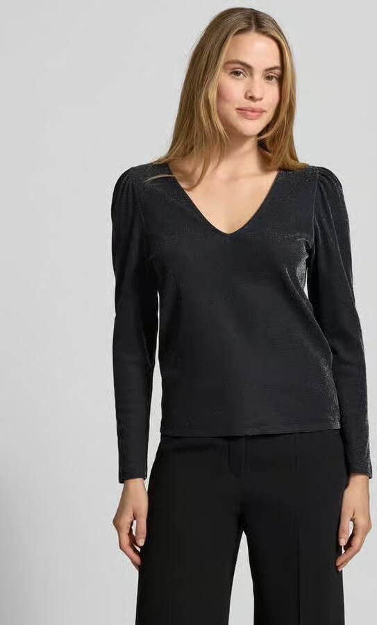 Vila Shirt met lange mouwen en V-hals model 'ELEINAS' - Foto 4