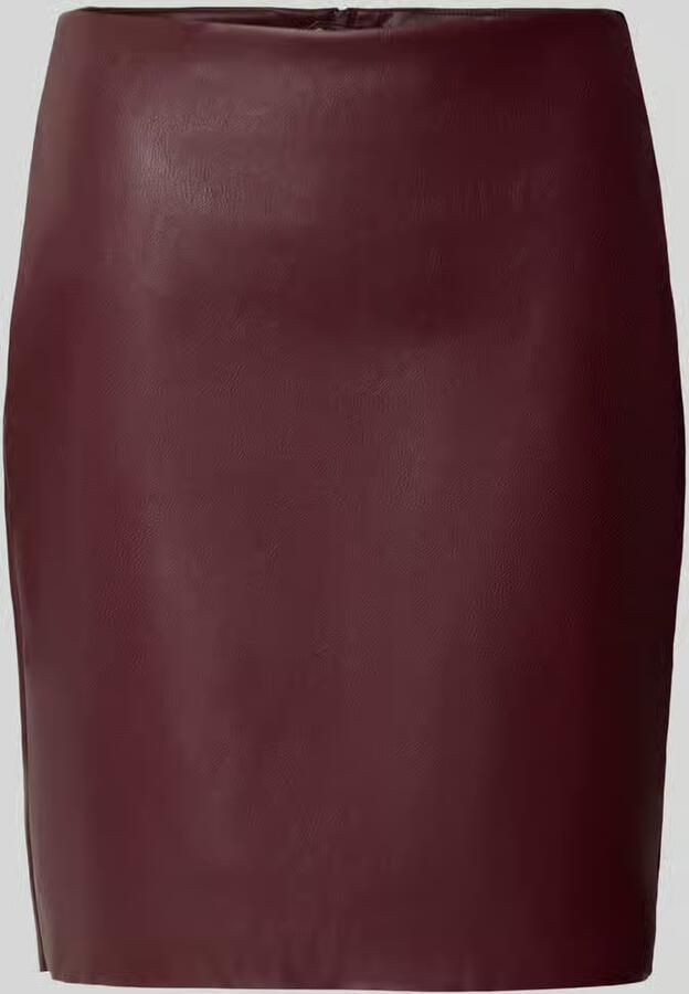 VILA korte imitatieleren rok donkerrood - Foto 3