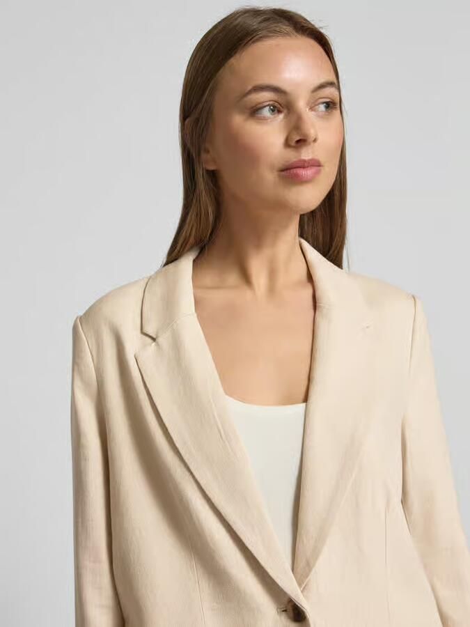 Vila Regular fit blazer van een mix van linnen en viscose met klepzakken - Foto 3