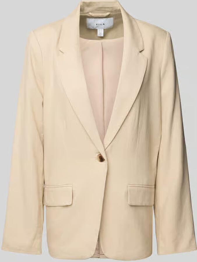 Vila Regular fit blazer van een mix van linnen en viscose met klepzakken - Foto 4