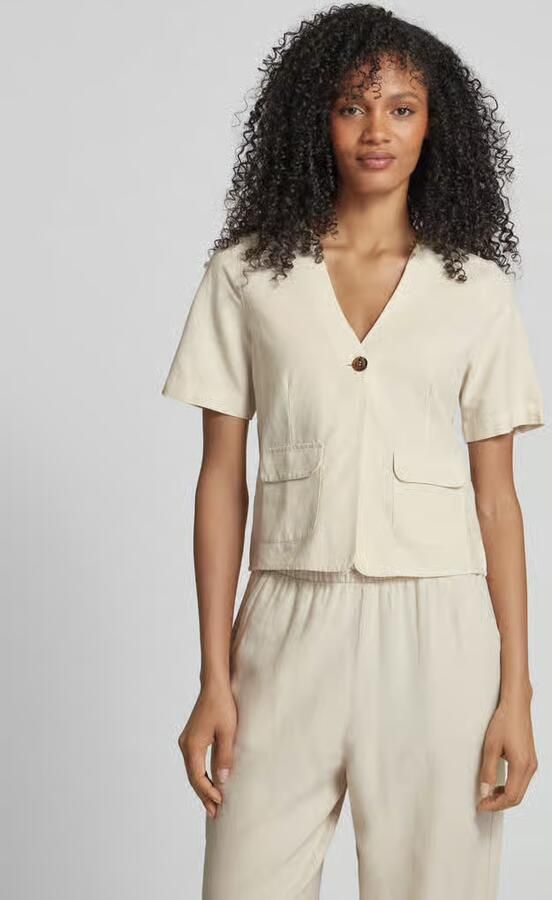 Vila Regular fit blouse met knoopsluiting en klepzakken - Foto 2