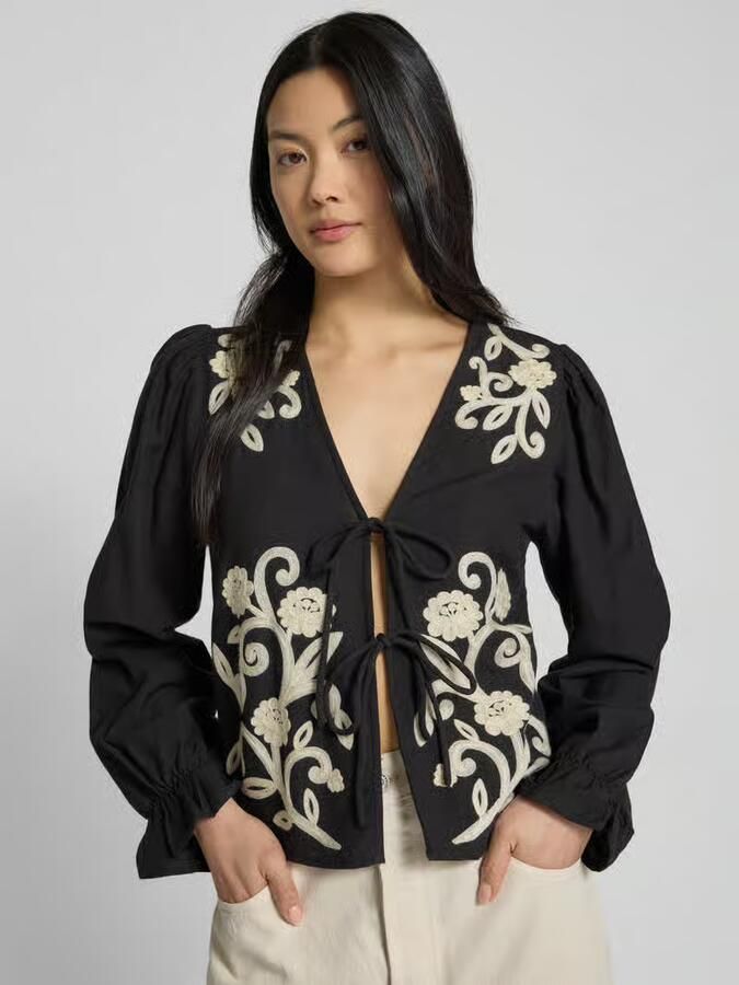 Vila Regular fit blouse met vetersluiting model 'POLENE' - Foto 3