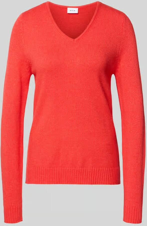 Vila Regular fit shirt van lange mouwen van viscose in gebreide look model 'Viril'