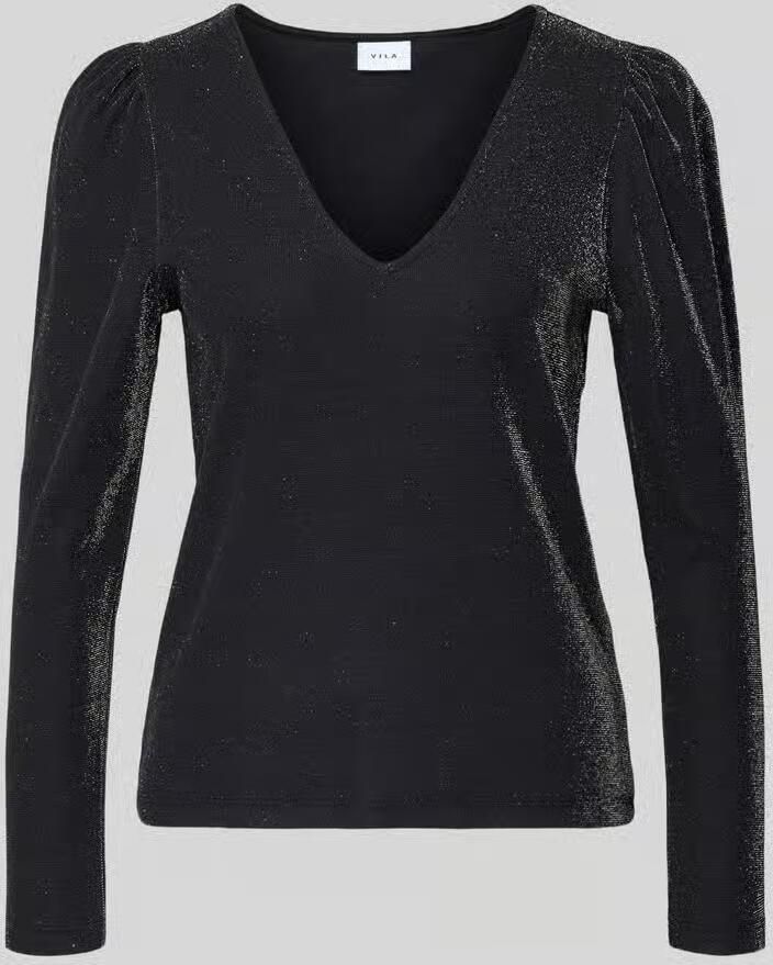 Vila Shirt met lange mouwen en V-hals model 'ELEINAS'