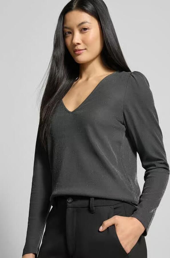 Vila Shirt met lange mouwen en V-hals model 'ELEINAS' - Foto 2