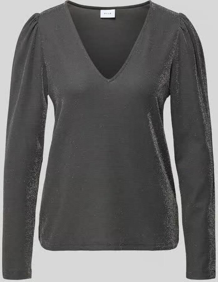Vila Shirt met lange mouwen en V-hals model 'ELEINAS'