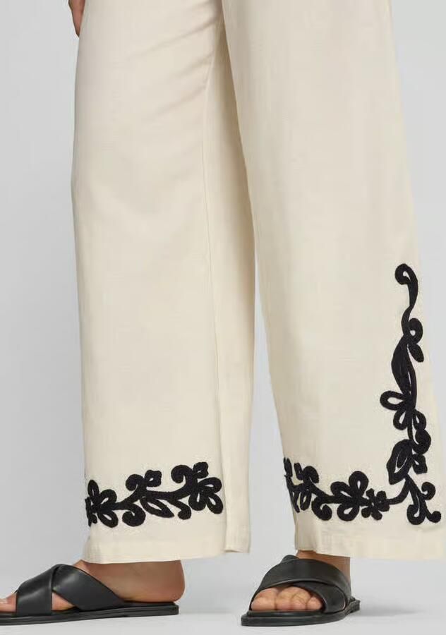 Vila Stoffen broek van viscosemix in 7 8-lengte model 'POLLI'