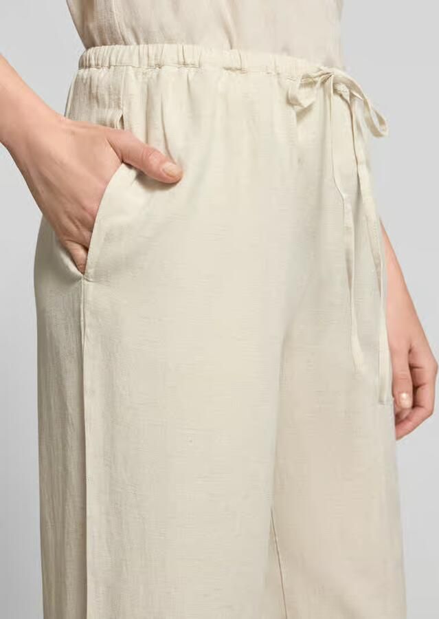 VILA wide leg regular waist casual broek met linnen ecru - Foto 4