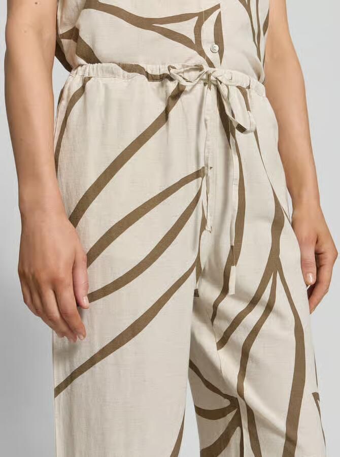 VILA wide leg regular waist casual broek met linnen beige - Foto 4