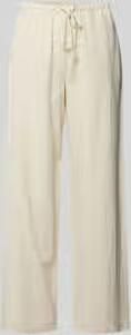 VILA wide leg regular waist casual broek met linnen ecru - Foto 4