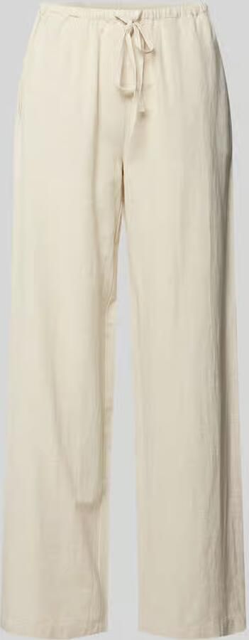 VILA wide leg regular waist casual broek met linnen ecru - Foto 5