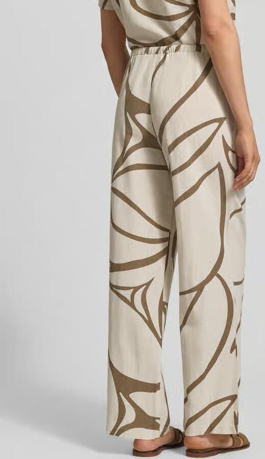 VILA wide leg regular waist casual broek met linnen beige - Foto 4
