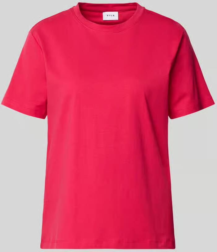 Vila T-shirt met geribde ronde hals model 'NORA'