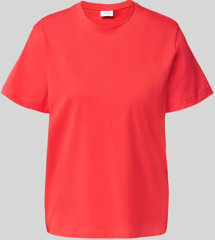 Vila T-shirt met geribde ronde hals Model 'NORA'