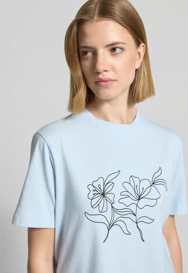 Vila T-shirt met geribde ronde hals Model 'NORA'