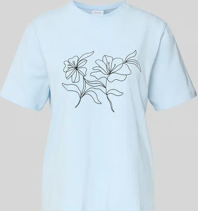 Vila T-shirt met geribde ronde hals Model 'NORA' - Foto 2