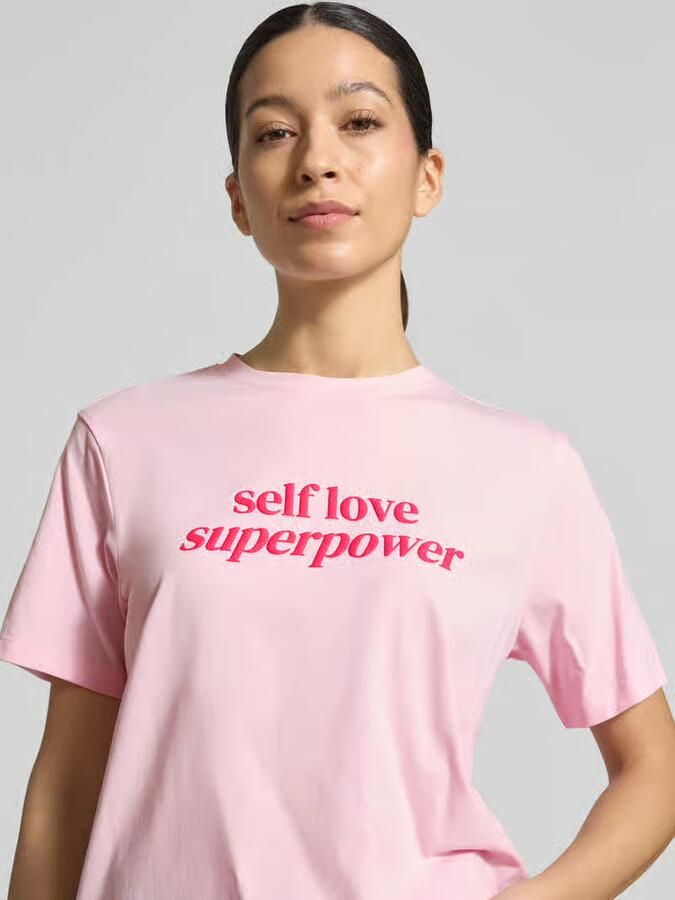 Vila T-shirt met geribde ronde hals Model 'NORA'