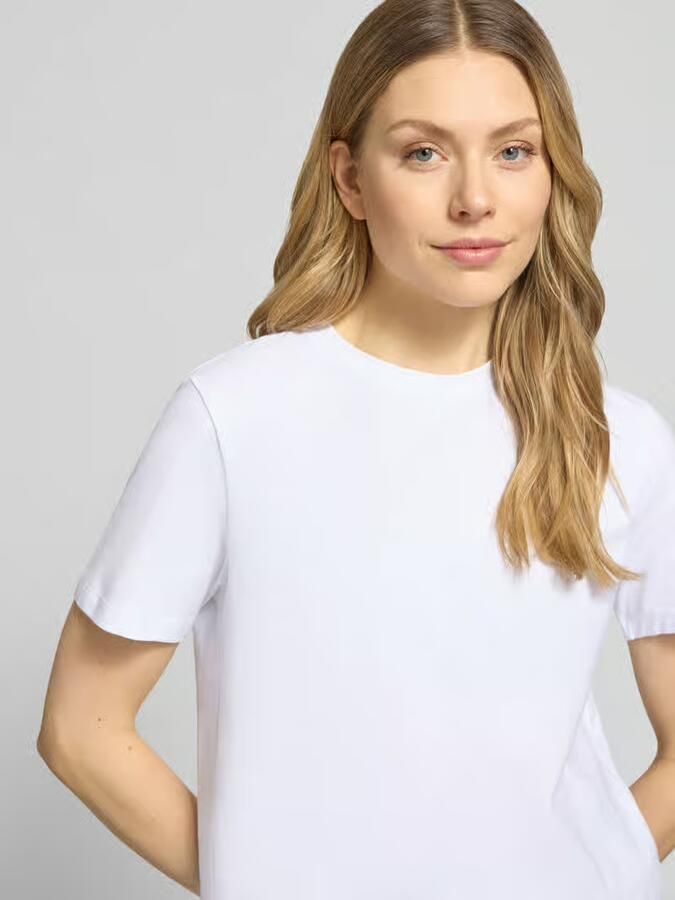 Vila T-shirt met geribde ronde hals Model 'NORA'