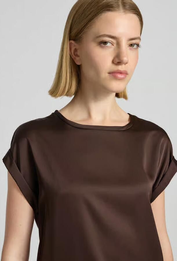 Vila T-shirt van satijn met ronde hals model 'ELLETTE' - Foto 4