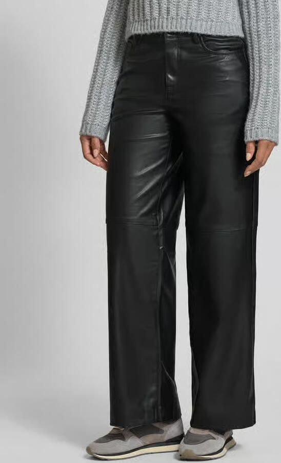 Vila Wide fit stoffen broek in leerlook model 'Annie' - Foto 2