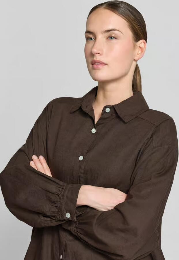 VILLA SOPHIE loose fit blouse met lange mouwen van mix van katoen en linnen model 'ANIKA'