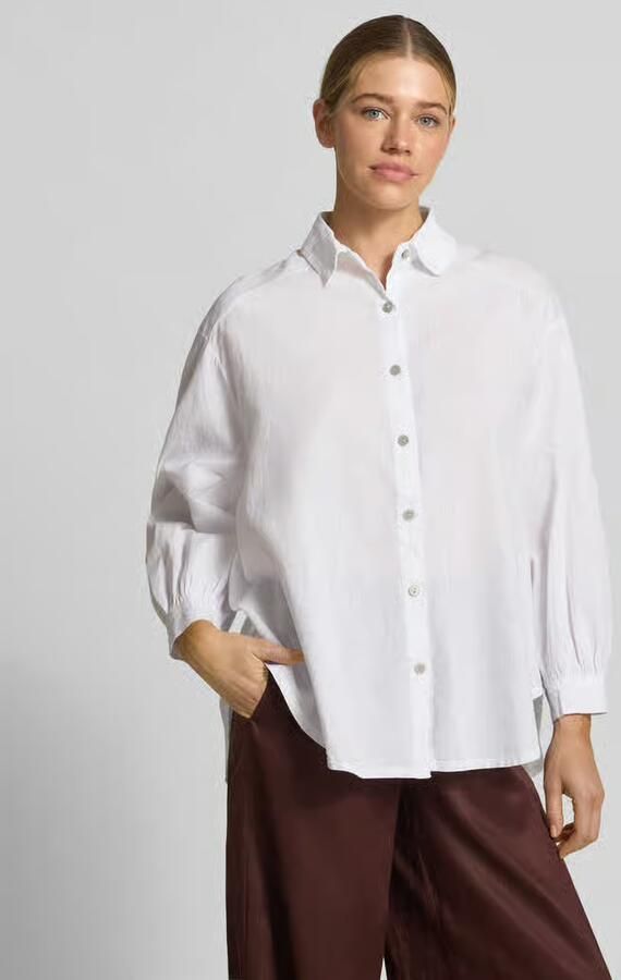VILLA SOPHIE loose fit blouse met lange mouwen van mix van katoen en linnen model 'ANIKA' - Foto 2