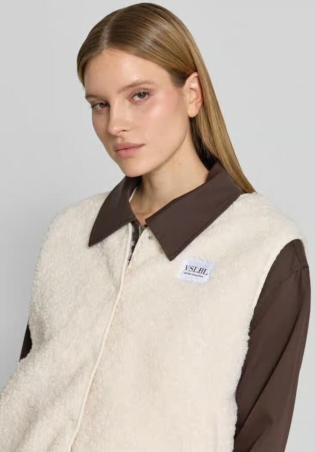 VILLA SOPHIE regular fit bodywarmer in teddy-look model 'AMALIA'