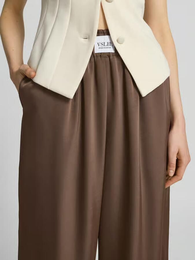 VILLA SOPHIE Wide leg stoffen broek van katoenmix model 'LUCA'