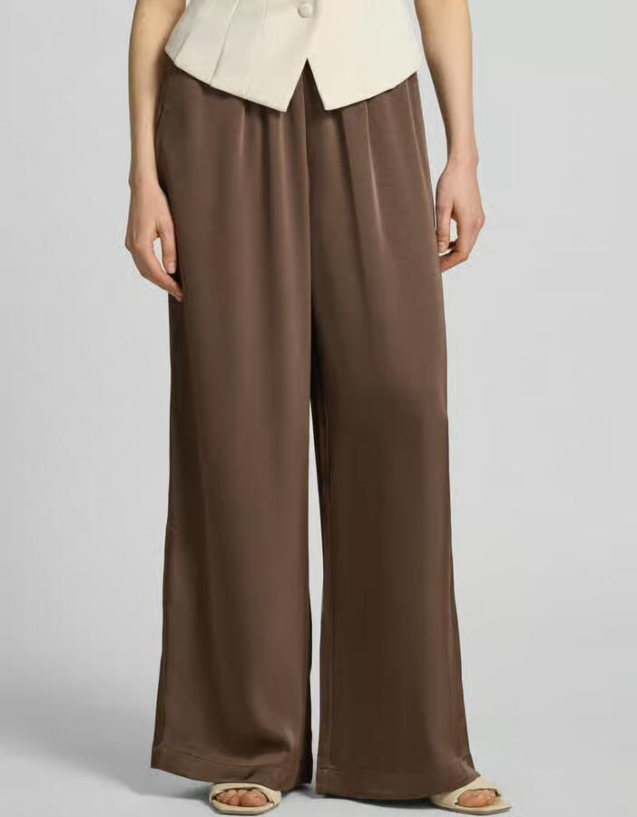VILLA SOPHIE Wide leg stoffen broek van katoenmix model 'LUCA' - Foto 2