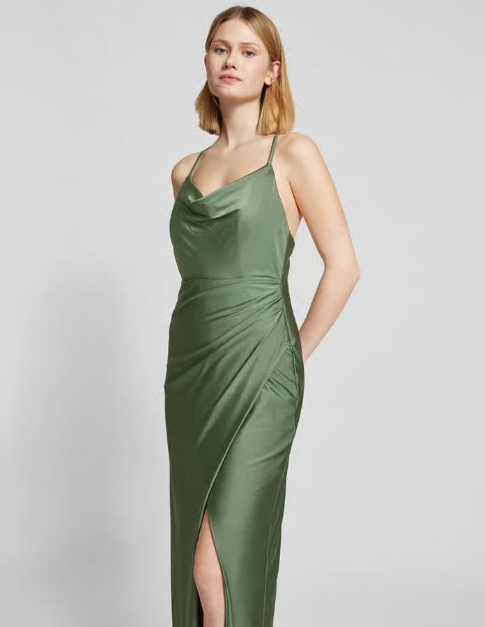 Vera Mont Elegante Avondjurk met Gerimpelde Taille Green Dames