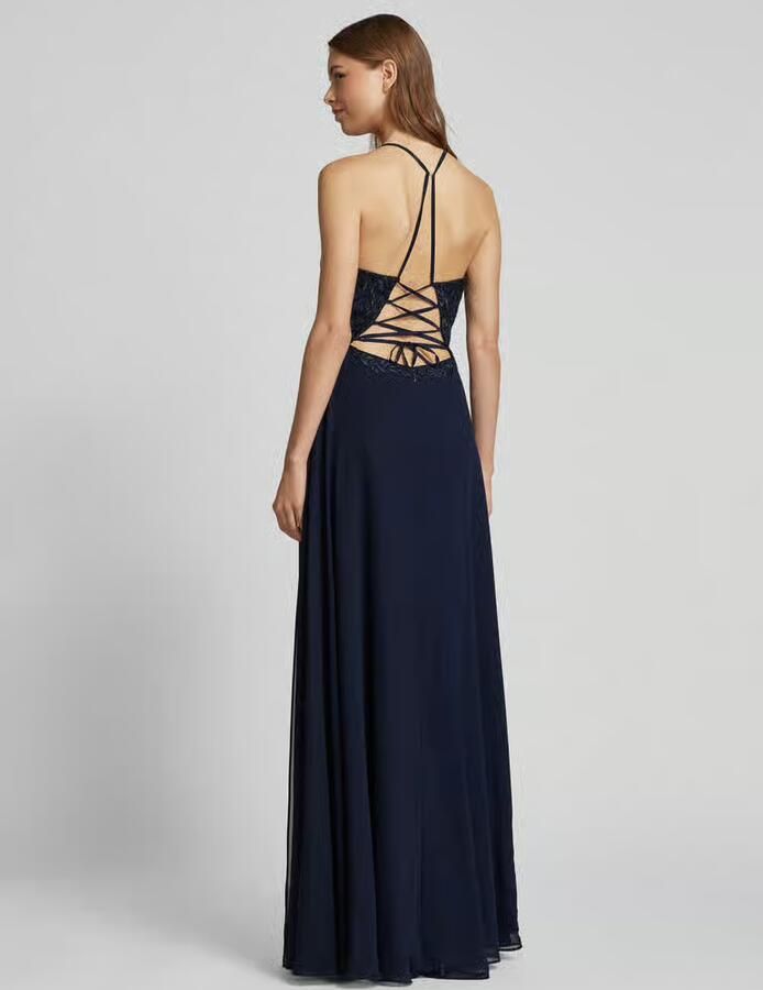 Vera Mont Elegante Geborduurde Avondjurk Blue Dames