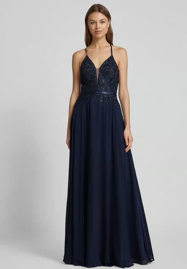 Vera Mont Elegante Geborduurde Avondjurk Blue Dames - Foto 3