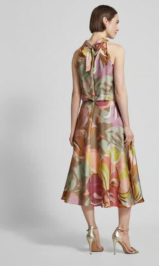 Vera Mont Satin Cocktailjurk met opstaande kraag Multicolor Dames