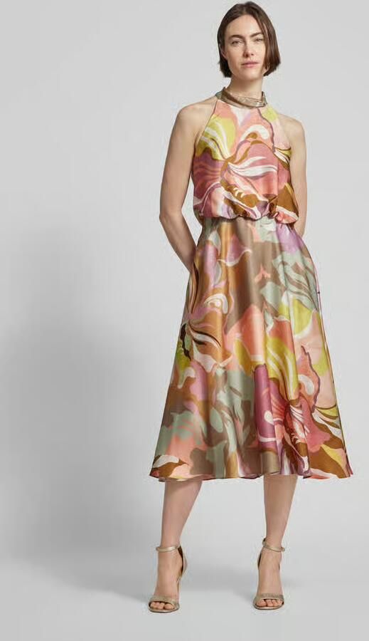 Vera Mont Satin Cocktailjurk met opstaande kraag Multicolor Dames - Foto 2