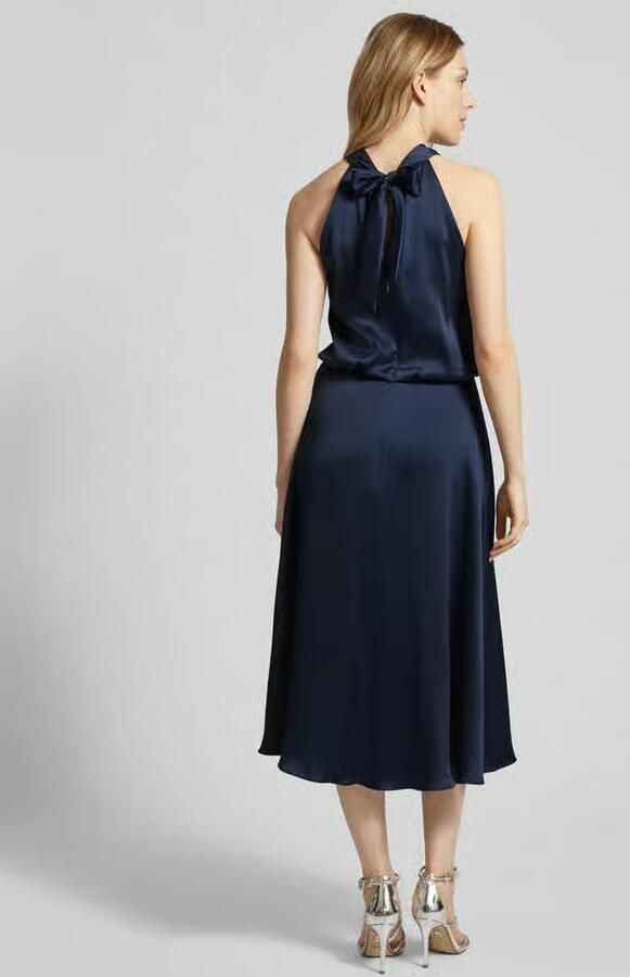 Vera Mont Satin Cocktailjurk met opstaande kraag Blue Dames - Foto 2