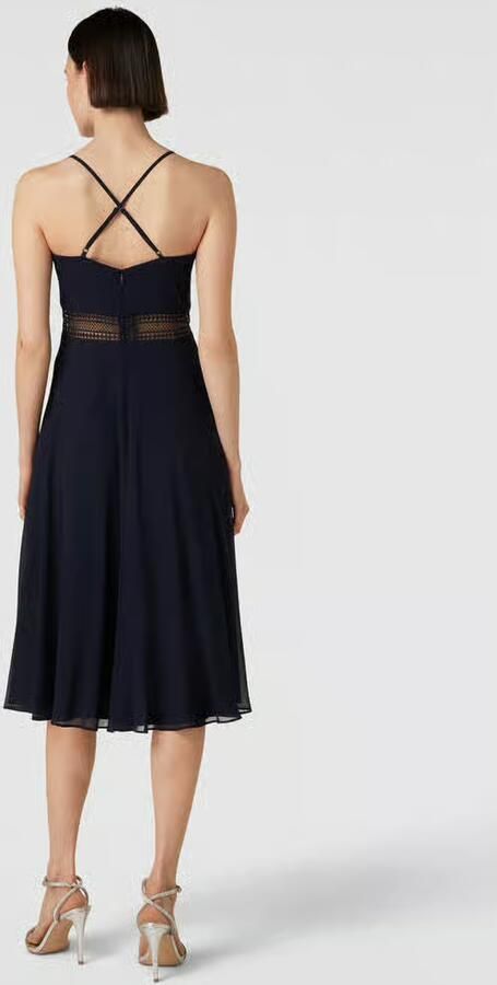 Vera Mont Chiffon Cocktailjurk met Watervalhalslijn Blue Dames