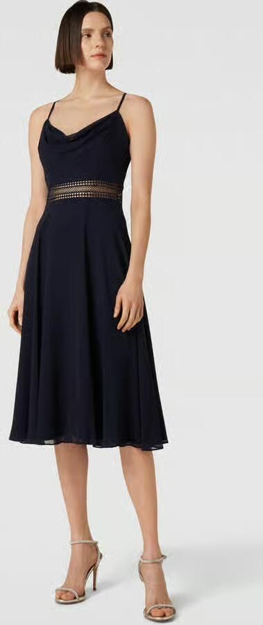 Vera Mont Chiffon Cocktailjurk met Watervalhalslijn Blue Dames - Foto 2