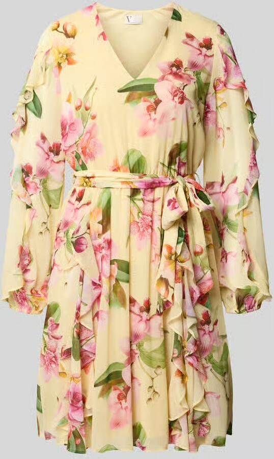 VM by Vera Mont Knielange cocktailjurk met chiffons en strikceintuur - Foto 2