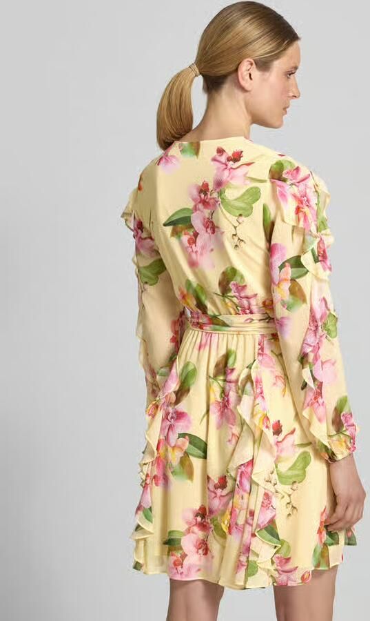 VM by Vera Mont Knielange cocktailjurk met chiffons en strikceintuur - Foto 3