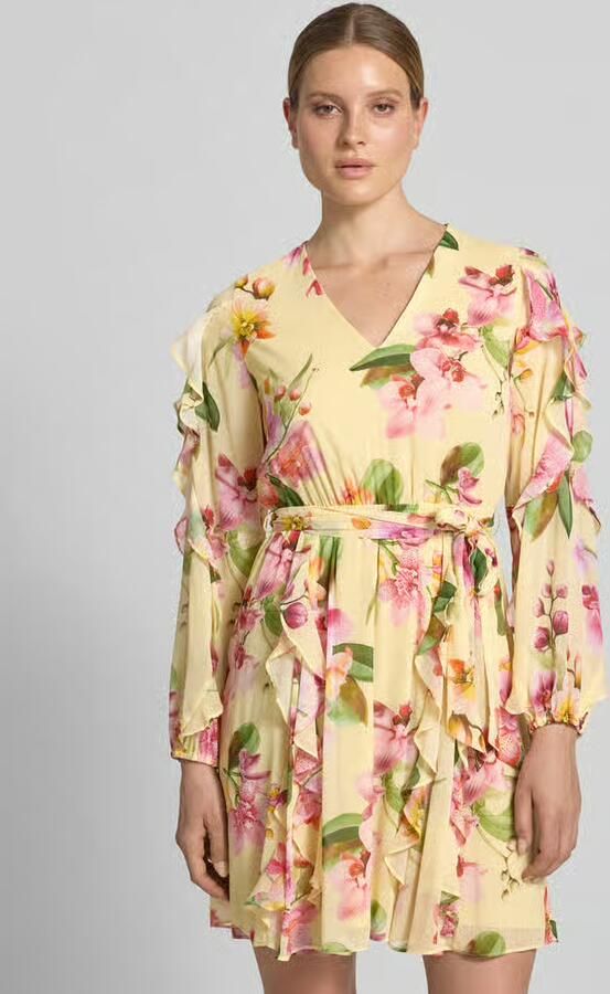 VM by Vera Mont Knielange cocktailjurk met chiffons en strikceintuur - Foto 2