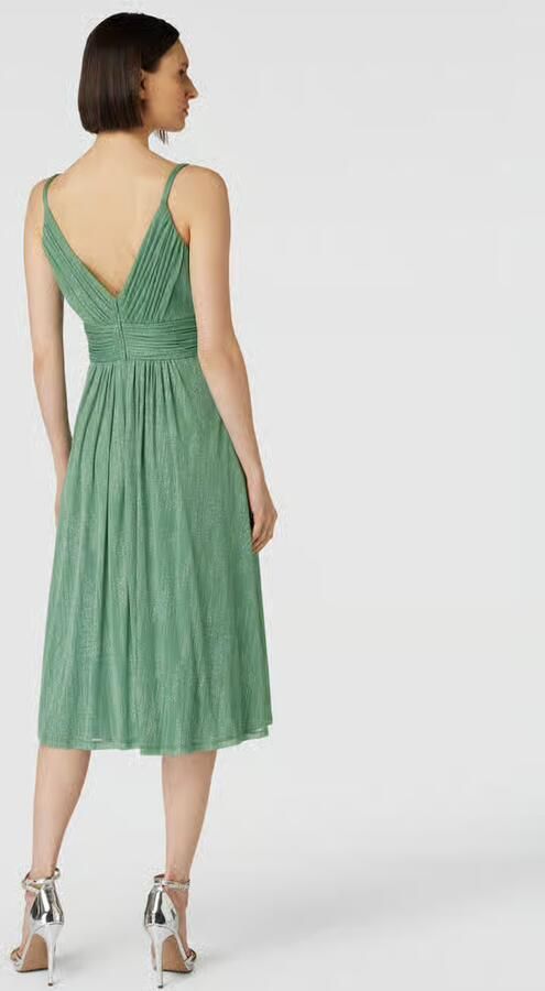 VM by Vera Mont Knielange cocktailjurk met spaghettibandjes