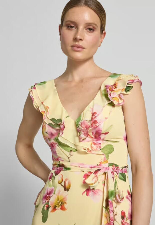 VM by Vera Mont maxi-jurk met volants en strikceintuur