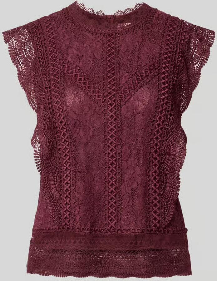 VM by Vera Mont slim fit blouse van viscosemix met all-over kant - Foto 2